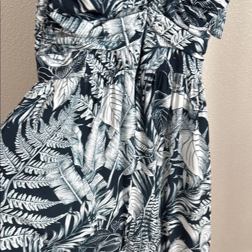 Agua Bendita Blue and White Ruffled Tie Front Mini Sundress - Picture 6 of 9